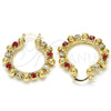 Oro Laminado Medium Hoop, Gold Filled Style with Garnet and White Crystal, Polished, Golden Finish, 02.122.0099.1.30