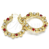 Oro Laminado Medium Hoop, Gold Filled Style with Garnet and White Crystal, Polished, Golden Finish, 02.122.0099.1.30