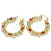 Oro Laminado Medium Hoop, Gold Filled Style with Garnet and White Crystal, Polished, Golden Finish, 02.122.0099.1.30