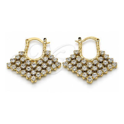 Oro Laminado Medium Hoop, Gold Filled Style with White Crystal, Polished, Golden Finish, 02.122.0100.30