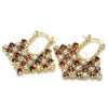 Oro Laminado Medium Hoop, Gold Filled Style with Garnet and White Crystal, Polished, Golden Finish, 02.122.0100.1.30