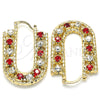 Oro Laminado Small Hoop, Gold Filled Style with Garnet and White Crystal, Polished, Golden Finish, 02.122.0101.1.25