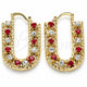 Oro Laminado Small Hoop, Gold Filled Style with Garnet and White Crystal, Polished, Golden Finish, 02.122.0101.1.25