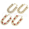 Oro Laminado Small Hoop, Gold Filled Style with Garnet and White Crystal, Polished, Golden Finish, 02.122.0101.1.25