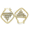 Oro Laminado Small Hoop, Gold Filled Style with White Crystal, Polished, Golden Finish, 02.122.0102.25
