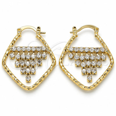 Oro Laminado Small Hoop, Gold Filled Style with White Crystal, Polished, Golden Finish, 02.122.0102.25