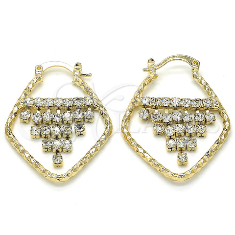 Oro Laminado Small Hoop, Gold Filled Style with White Crystal, Polished, Golden Finish, 02.122.0102.25
