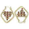 Oro Laminado Small Hoop, Gold Filled Style with Garnet and White Crystal, Polished, Golden Finish, 02.122.0102.1.25