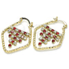 Oro Laminado Small Hoop, Gold Filled Style with Garnet and White Crystal, Polished, Golden Finish, 02.122.0102.1.25