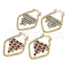 Oro Laminado Small Hoop, Gold Filled Style with Garnet and White Crystal, Polished, Golden Finish, 02.122.0102.1.25