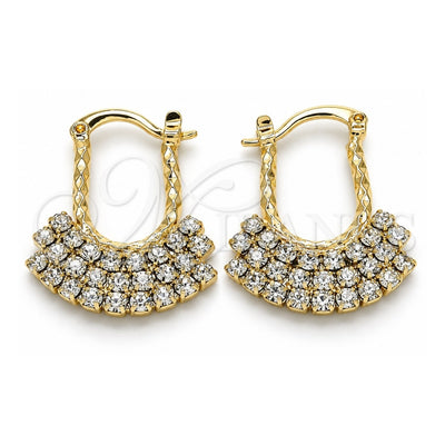 Oro Laminado Small Hoop, Gold Filled Style with White Crystal, Diamond Cutting Finish, Golden Finish, 02.122.0103.20