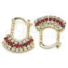 Oro Laminado Small Hoop, Gold Filled Style with Garnet and White Cubic Zirconia, Polished, Golden Finish, 02.122.0103.1.20