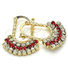Oro Laminado Small Hoop, Gold Filled Style with Garnet and White Cubic Zirconia, Polished, Golden Finish, 02.122.0103.1.20