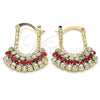 Oro Laminado Small Hoop, Gold Filled Style with Garnet and White Cubic Zirconia, Polished, Golden Finish, 02.122.0103.1.20