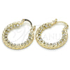 Oro Laminado Small Hoop, Gold Filled Style with White Crystal, Diamond Cutting Finish, Golden Finish, 02.122.0104.25