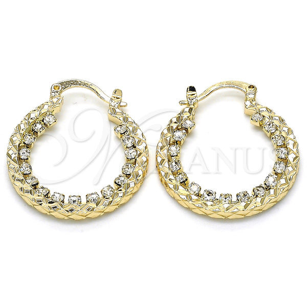 Gold Filled Hoop Earrings — Small Hoop with White Crystal Diamond Cutting 02. — main product view — SKU 124530 | Oro Laminado aretes de aro — Small Hoop with cristal blanco Diamond Cutting 02. — SKU 124530