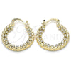 Oro Laminado Small Hoop, Gold Filled Style with White Crystal, Diamond Cutting Finish, Golden Finish, 02.122.0104.25