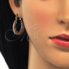 Oro Laminado Small Hoop, Gold Filled Style with Garnet and White Cubic Zirconia, Diamond Cutting Finish, Golden Finish, 02.122.0104.1.25