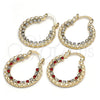Oro Laminado Small Hoop, Gold Filled Style with Garnet and White Cubic Zirconia, Diamond Cutting Finish, Golden Finish, 02.122.0104.1.25