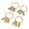 Oro Laminado Small Hoop, Gold Filled Style Owl Design, Polished, Tricolor, 02.63.2629.1.25