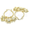 Oro Laminado Small Hoop, Gold Filled Style Elephant Design, Polished, Golden Finish, 02.63.2630.25