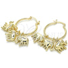 Oro Laminado Small Hoop, Gold Filled Style Elephant Design, Polished, Golden Finish, 02.63.2630.25