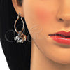 Oro Laminado Small Hoop, Gold Filled Style Elephant Design, Polished, Tricolor, 02.63.2630.1.25