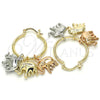 Oro Laminado Small Hoop, Gold Filled Style Elephant Design, Polished, Tricolor, 02.63.2630.1.25