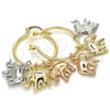 Oro Laminado Small Hoop, Gold Filled Style Elephant Design, Polished, Tricolor, 02.63.2630.1.25