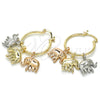 Oro Laminado Small Hoop, Gold Filled Style Elephant Design, Polished, Tricolor, 02.63.2630.1.25
