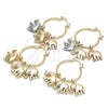 Oro Laminado Small Hoop, Gold Filled Style Elephant Design, Polished, Tricolor, 02.63.2630.1.25