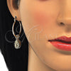 Oro Laminado Small Hoop, Gold Filled Style Guadalupe Design, Polished, Golden Finish, 02.63.2631.25