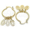 Oro Laminado Small Hoop, Gold Filled Style Guadalupe Design, Polished, Golden Finish, 02.63.2631.25