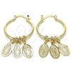 Oro Laminado Small Hoop, Gold Filled Style Guadalupe Design, Polished, Golden Finish, 02.63.2631.25