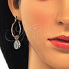 Oro Laminado Small Hoop, Gold Filled Style Guadalupe Design, Polished, Tricolor, 02.63.2631.1.25