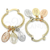 Oro Laminado Small Hoop, Gold Filled Style Guadalupe Design, Polished, Tricolor, 02.63.2631.1.25