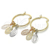 Oro Laminado Small Hoop, Gold Filled Style Guadalupe Design, Polished, Tricolor, 02.63.2631.1.25