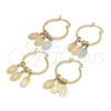 Oro Laminado Small Hoop, Gold Filled Style Guadalupe Design, Polished, Tricolor, 02.63.2631.1.25