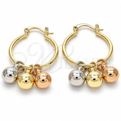 Oro Laminado Small Hoop, Gold Filled Style Polished, Tricolor, 02.63.2632.1.25