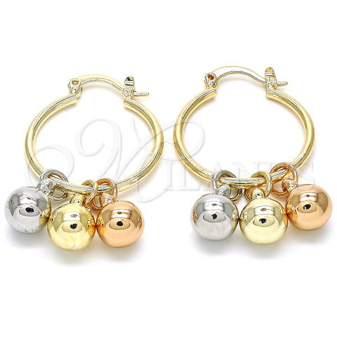 Oro Laminado Small Hoop, Gold Filled Style Polished, Tricolor, 02.63.2632.1.25