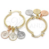 Oro Laminado Small Hoop, Gold Filled Style San Benito Design, Polished, Tricolor, 02.63.2633.1.25