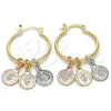 Oro Laminado Small Hoop, Gold Filled Style San Benito Design, Polished, Tricolor, 02.63.2633.1.25
