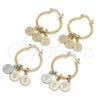Oro Laminado Small Hoop, Gold Filled Style San Benito Design, Polished, Tricolor, 02.63.2633.1.25