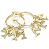 Oro Laminado Small Hoop, Gold Filled Style Dolphin Design, Polished, Golden Finish, 02.63.2634.25