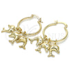 Oro Laminado Small Hoop, Gold Filled Style Dolphin Design, Polished, Golden Finish, 02.63.2634.25