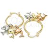 Oro Laminado Small Hoop, Gold Filled Style Dolphin Design, Polished, Tricolor, 02.63.2634.1.25