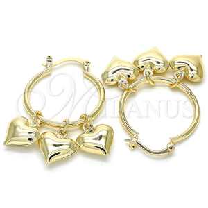 Gold Filled Hoop Earrings — Small Hoop Heart and Hollow Design Polished 02.63. — main product view — SKU 124586 | Oro Laminado aretes de aro — Small Hoop corazón and Hollow diseño pulido 02.63. — SKU 124586