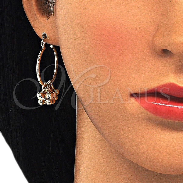 Gold Filled Hoop Earrings — Small Hoop Butterfly Design Polished 02.63. — main product view — SKU 124588 | Oro Laminado aretes de aro — Small Hoop Butterfly diseño pulido 02.63. — SKU 124588