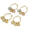 Oro Laminado Small Hoop, Gold Filled Style Butterfly Design, Polished, Tricolor, 02.63.2636.1.25