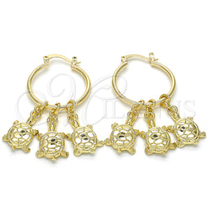 Gold Filled Hoop Earrings — Small Hoop Turtle Design Polished 02.63. — main product view — SKU 124590 | Oro Laminado aretes de aro — Small Hoop Turtle diseño pulido 02.63. — SKU 124590